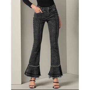 Venus Black Pearl Detail Flare Bell Bottom Jeans 4